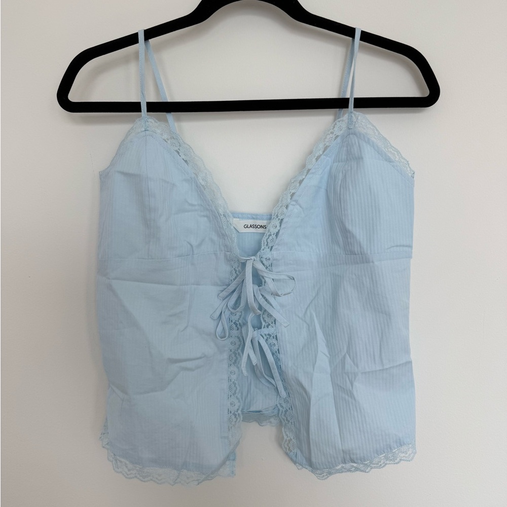 New Glassons tie-front lace cami